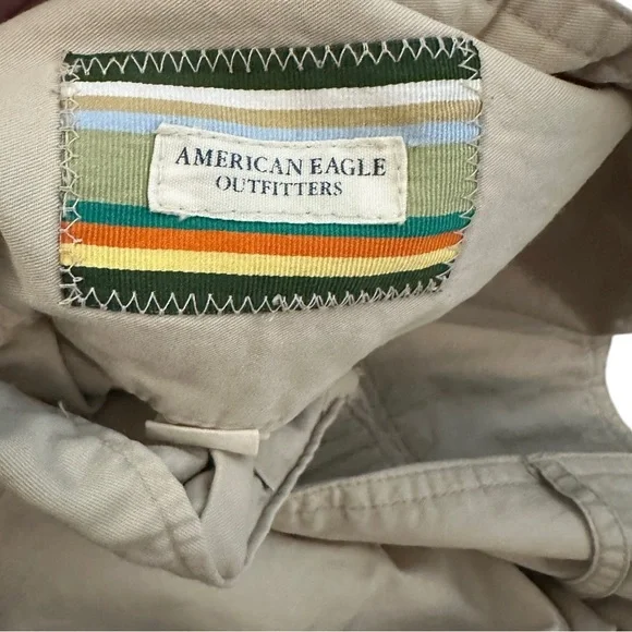 American Eagle AEO ~ Vintage Y2K 100% Cotton Beige Micro Mini Skirt - Size 8 - Picture 3 of 4